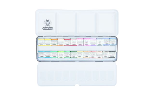 Schmincke HORADAM AQUARELL 74 424 24色 Schmincke Horadam Aquarell Malkasten Metallkasten 24 x 1/2